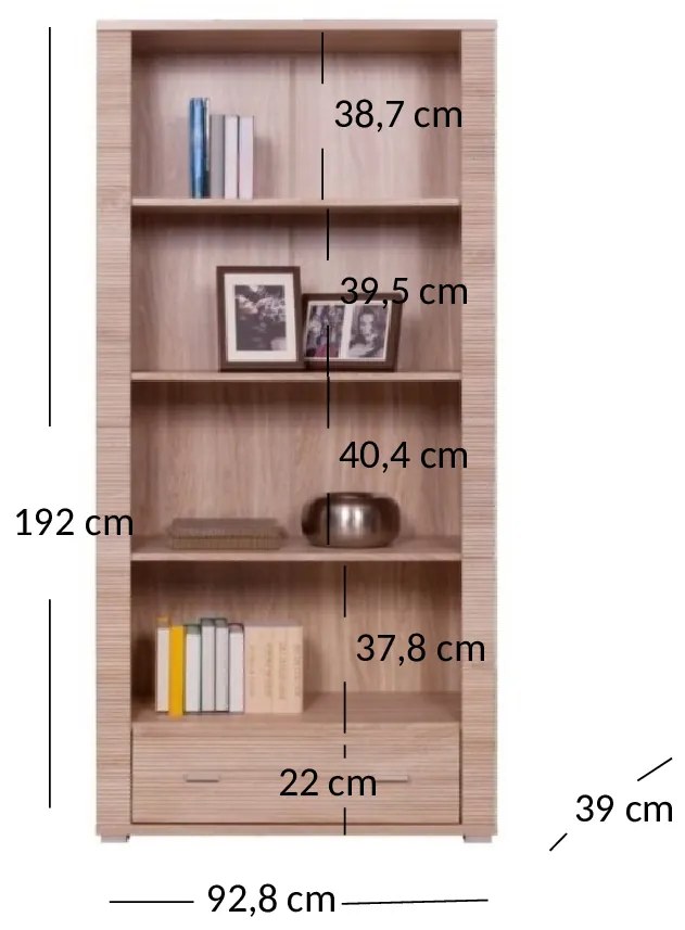 Regál Gwenn 1S/90 (szonoma tölgy). 1052940