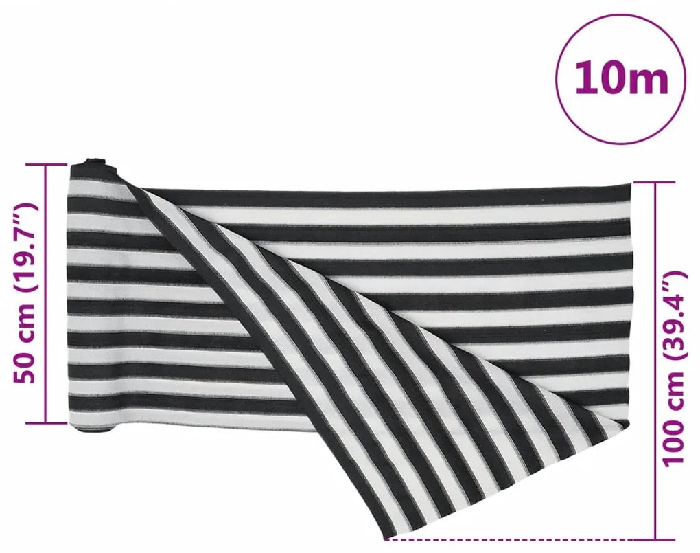 antracitszürke és fehér HDPE belátásgátló háló 1x10 m 195 g/m²