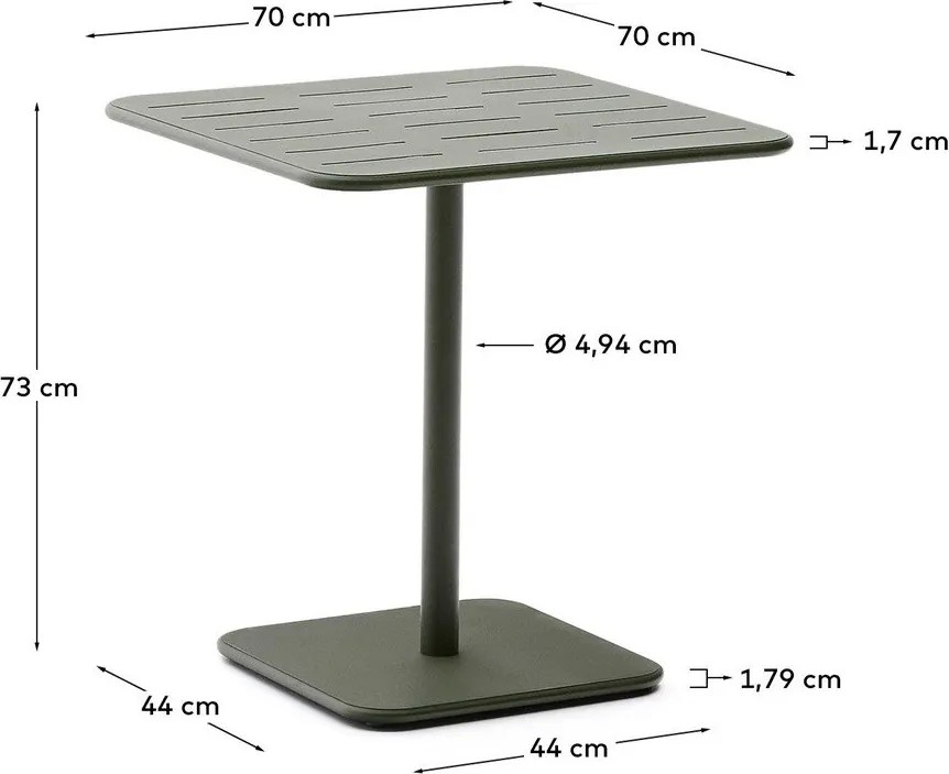 Acél kerti étkezőasztal 70x70 cm Brai – Kave Home