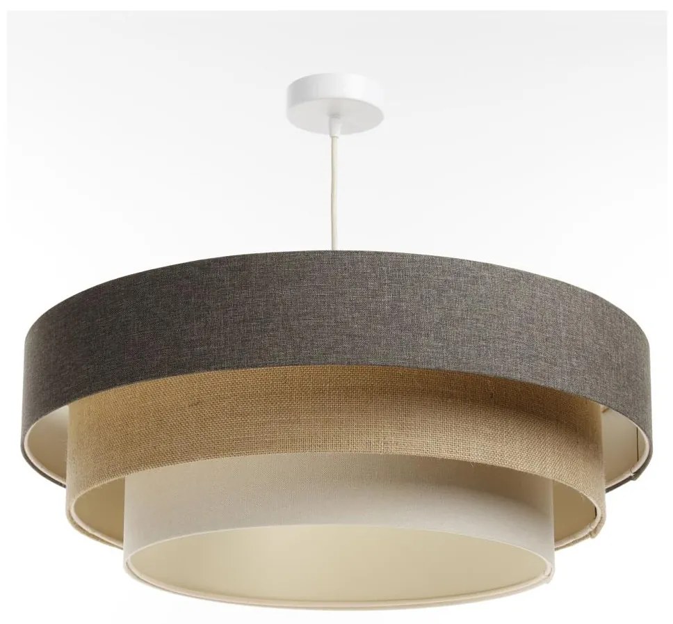 Csillár zsinóron BOHO TRINITI 1xE27/60W/230V szürke/bézs/krémes