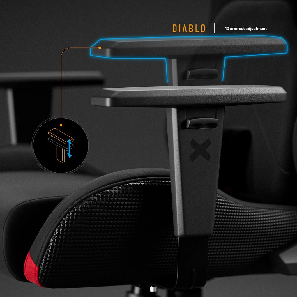 Gamer szék fekete Normal Size: Diablo X-One Prime Burned Black