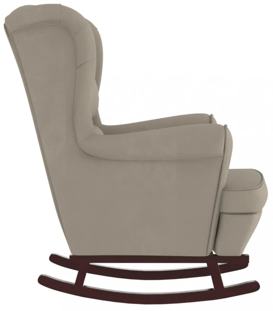 hintaszék, világosszürke bársony és tömörfa háttámlával