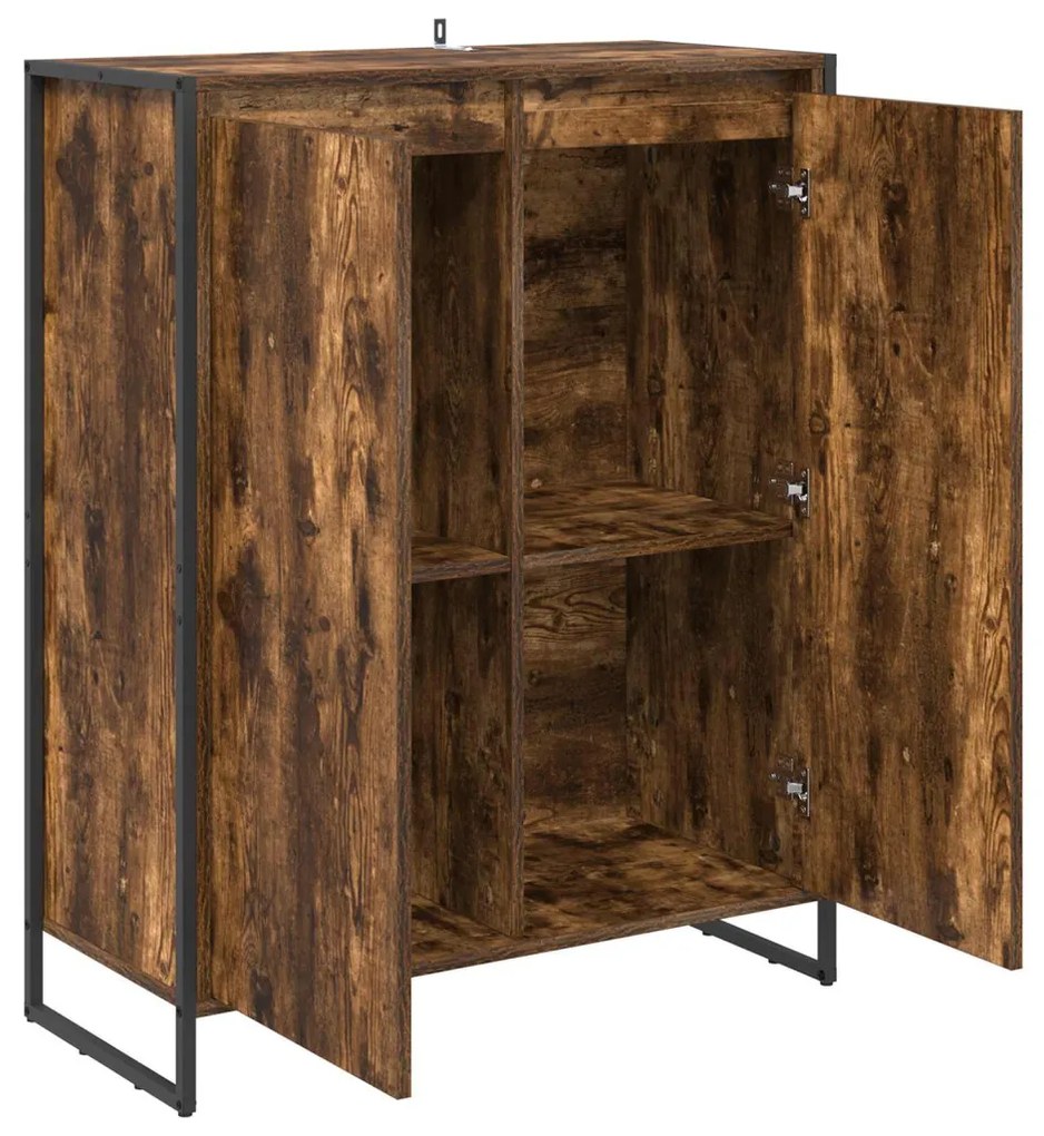 Cipőszekrény tárolóval Füstös tölgy 79 x 36 x 100 cm Faanyag