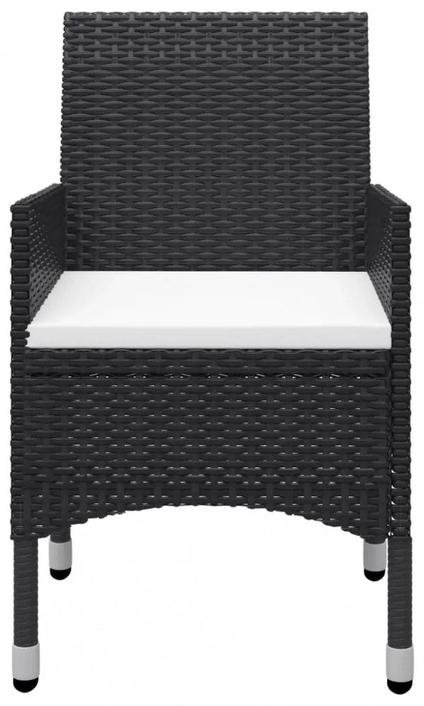 3 részes fekete polyrattan és edzett üveg bisztrószett