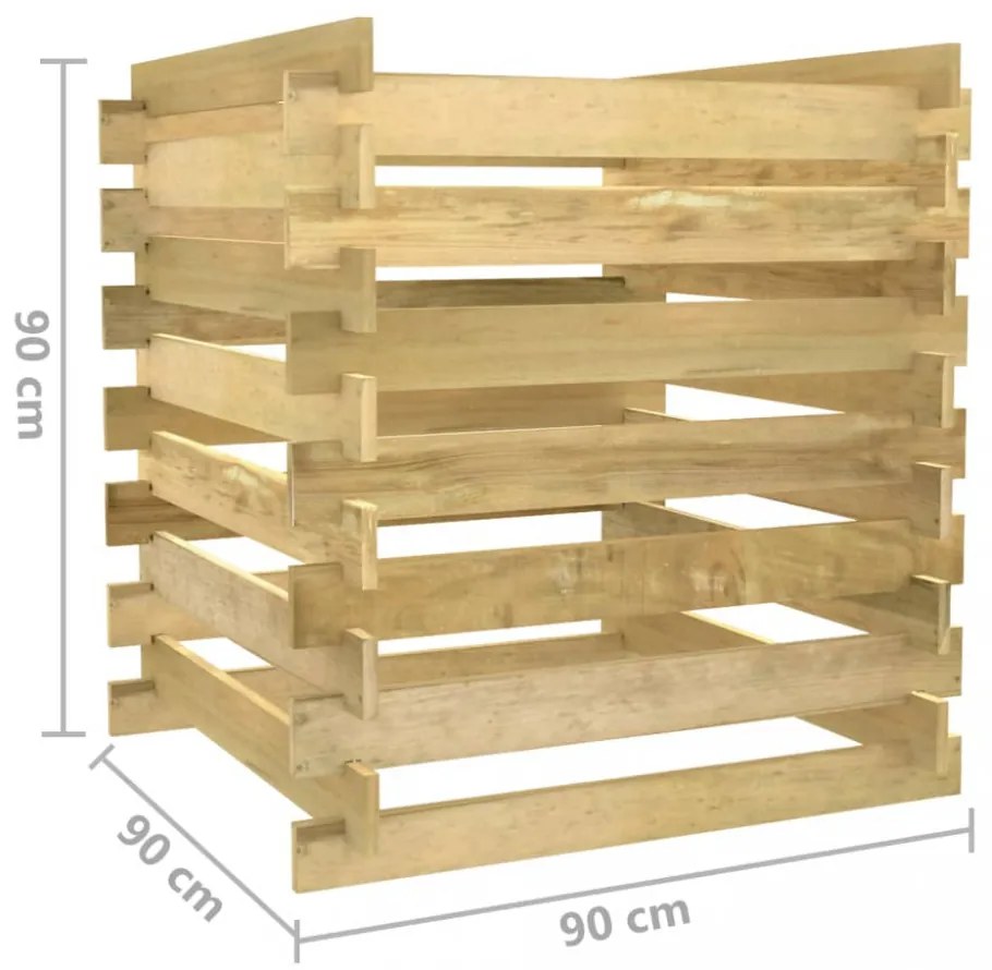 lécezett impregnált fenyőfa kerti komposztáló 90 x 90 x 90 cm