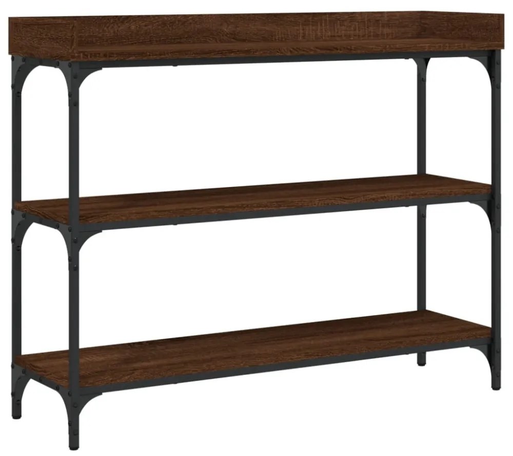 barna tölgyszínű tálalóasztal polcokkal 100 x 30 x 80 cm