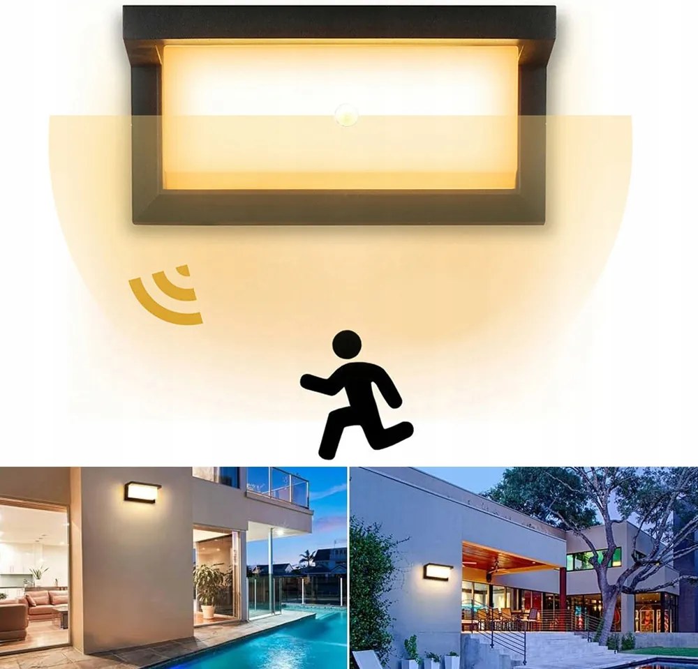 Kültéri fali lámpa Led 18W Mozgásérzékelő homlokzati fali lámpa