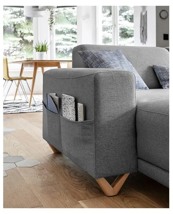 Szürke kinyitható-tárolóhelyes sarokkanapé (jobb oldali-U alakú) Classy Sophie – Miuform