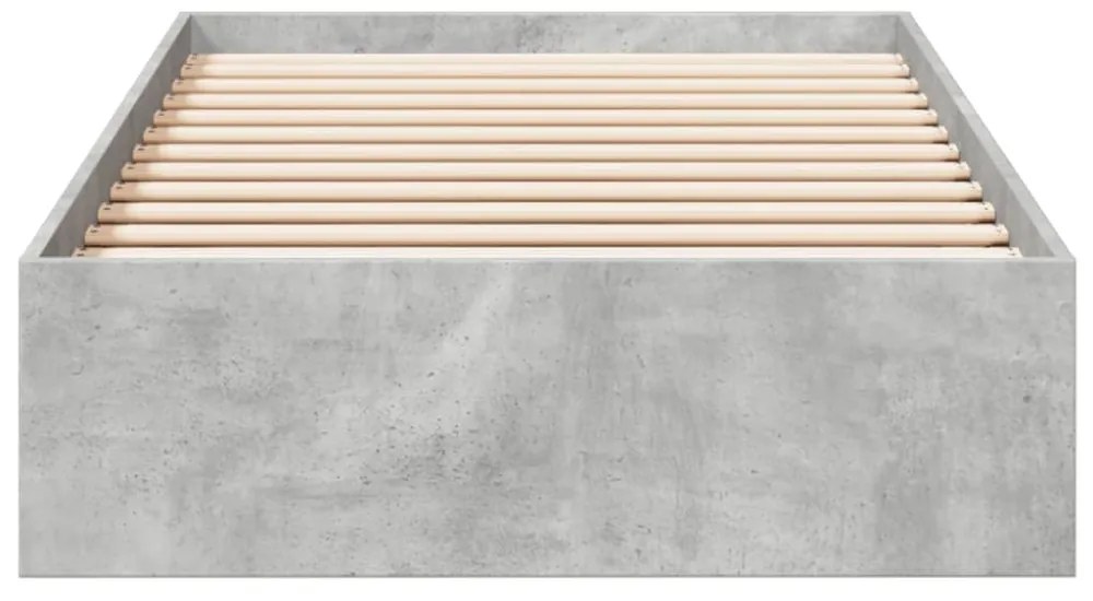 betonszürke szerelt fa ágykeret fiókokkal 75 x 190 cm