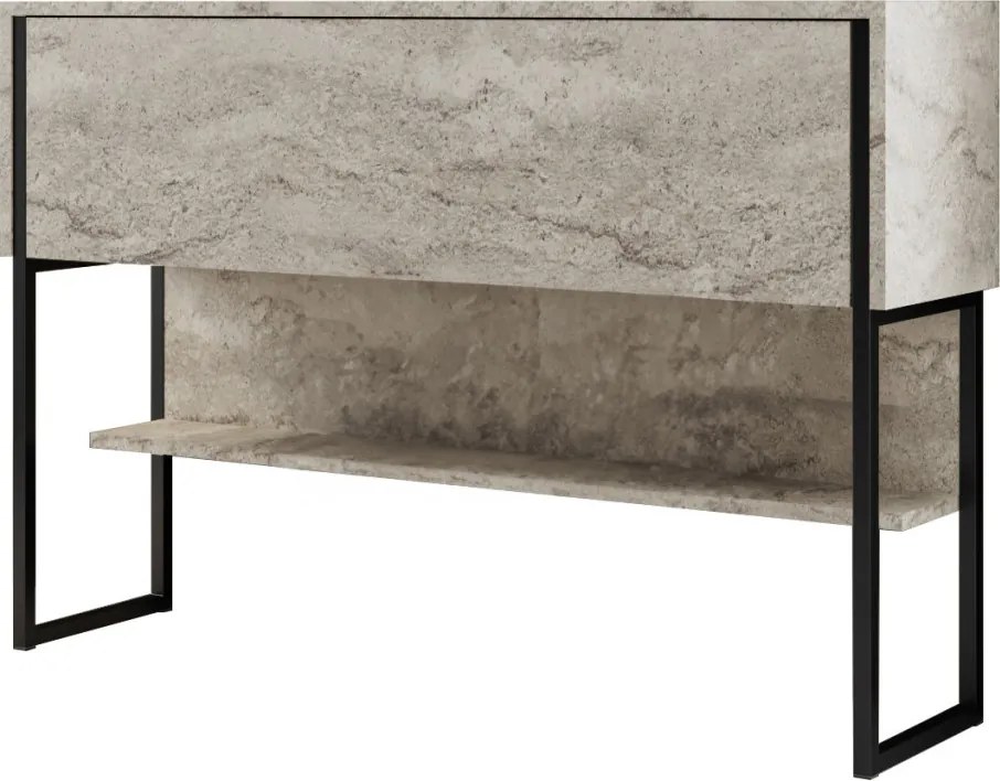 Komód, travertin-fekete, 120 cm