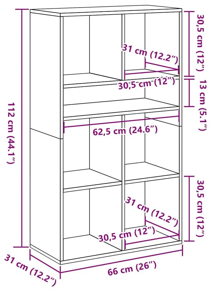 könyvszekrény betonszürke 66x31x112 cm szerelt fa