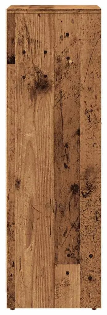 Fürdőszobaszekrény régi fa 30x30x95 cm gépelt fa