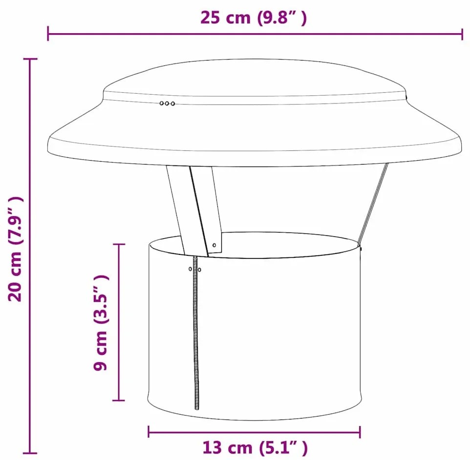 Eső Borító Kémény Ezüst 25 x 25 x 20 cm Rozsdamentes acél