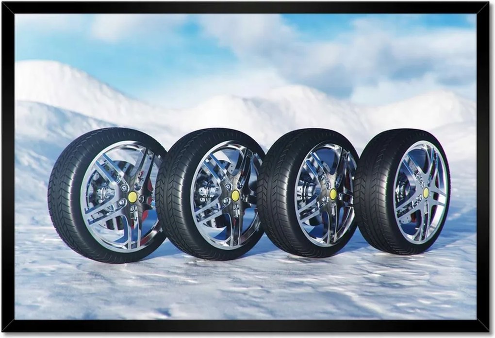 Poszterek keretben 60x40 Nyári gumiabroncsok a hóban