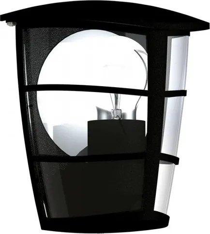 EGLO 93407 ALORIA Klasszikus Kültéri Fali Lámpa Fekete, Átlátszó E27 IP44