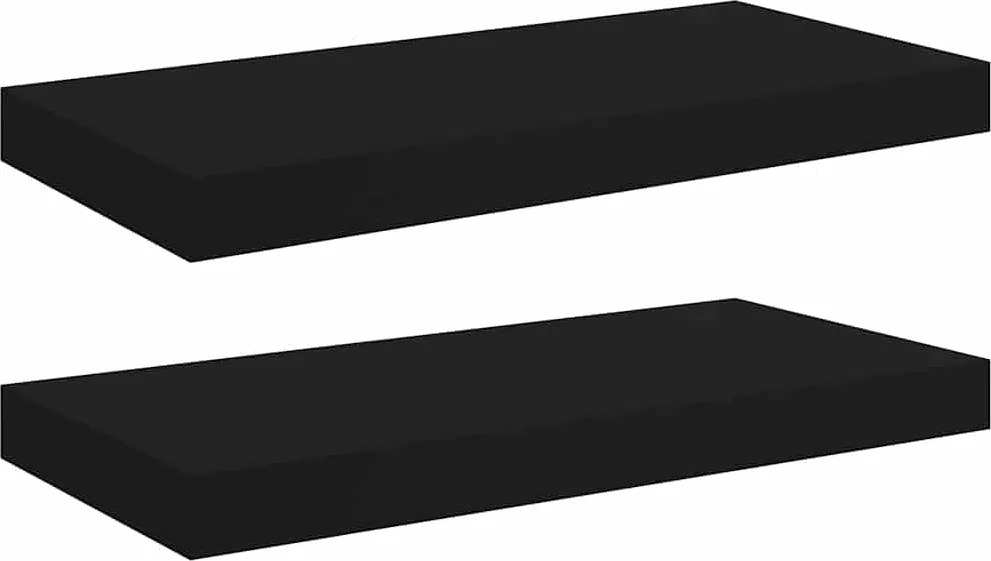 vidaXL 2 db fekete MDF lebegő fali polc 50 x 23 x 3,8 cm