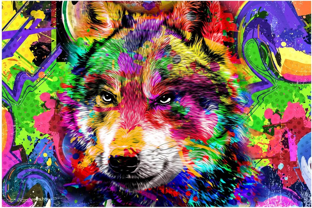 Kép - Farkas graffitivel (90x60 cm)