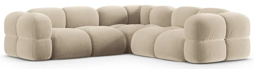 Bézs bársony sarokkanapé Loretto – Cosmopolitan Design