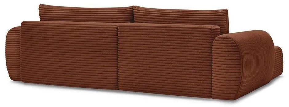 Téglavörös kordbársony kinyitható sarokkanapé (bal oldali) Lucien – Bobochic Paris