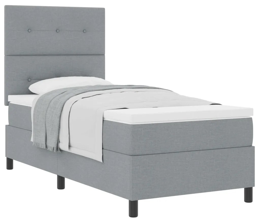 Box Spring Ágy Matrac Világosszürke 80x200 cm Szövet