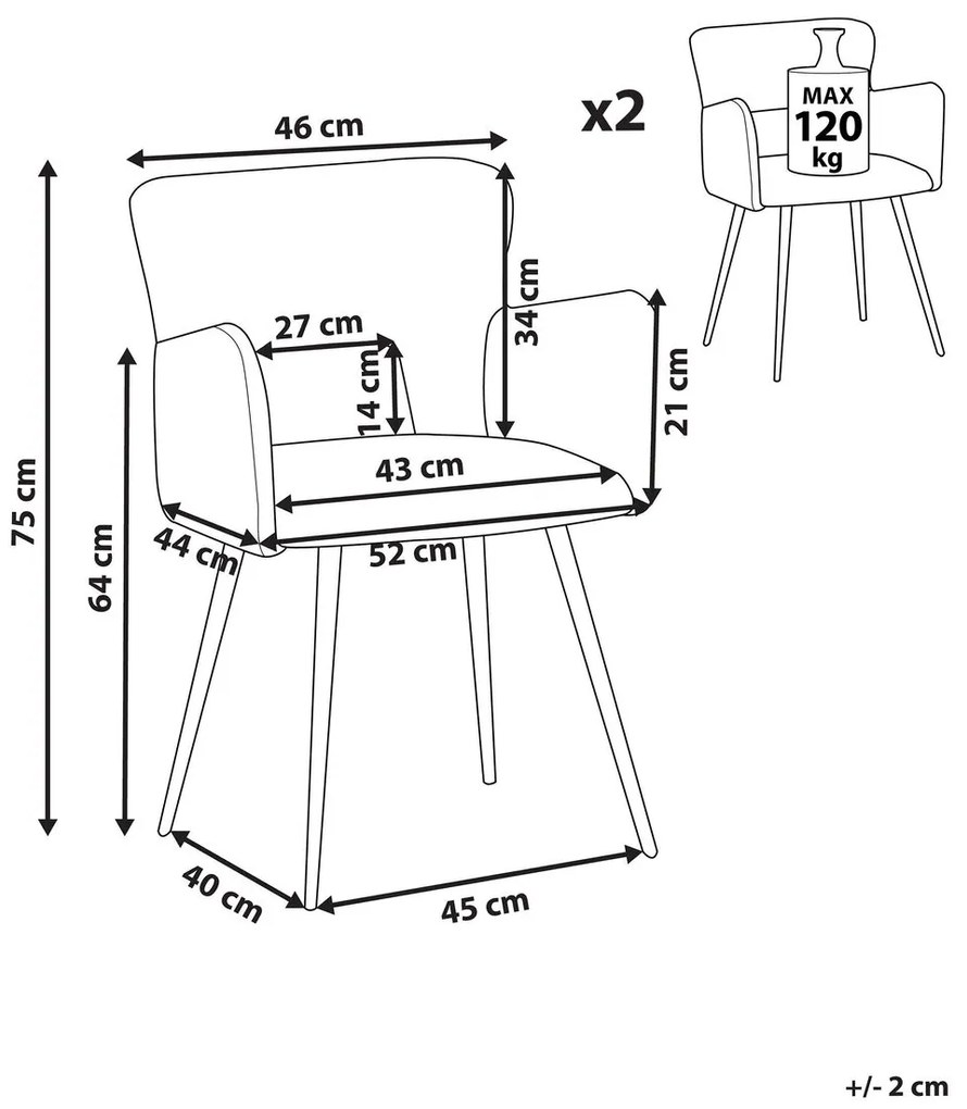 Étkezőszék készlet 2 db.  Shelba (elefántcsont). 1075769