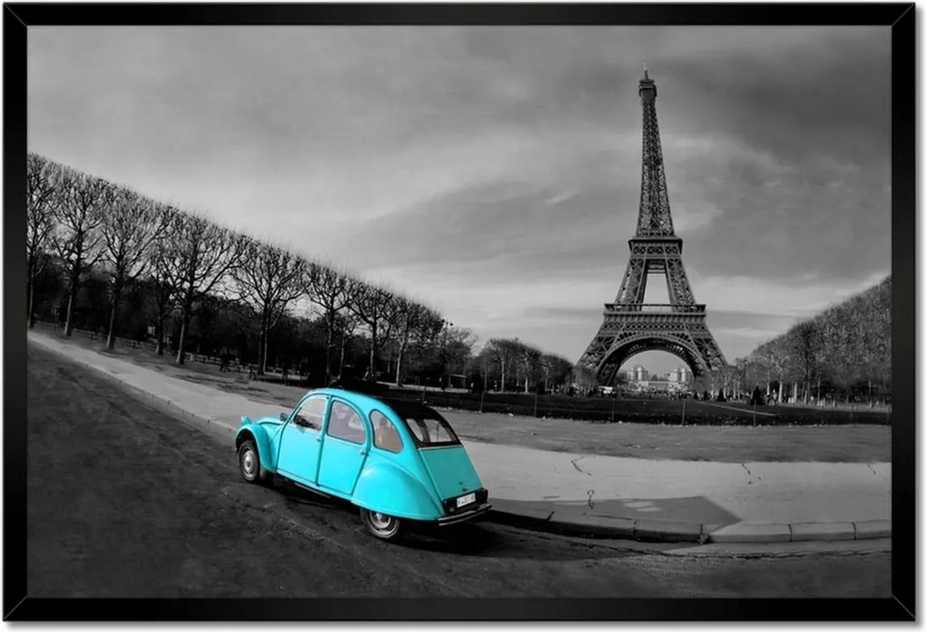 Poszterek keretben 60x40 Eiffel-torony Türkiz