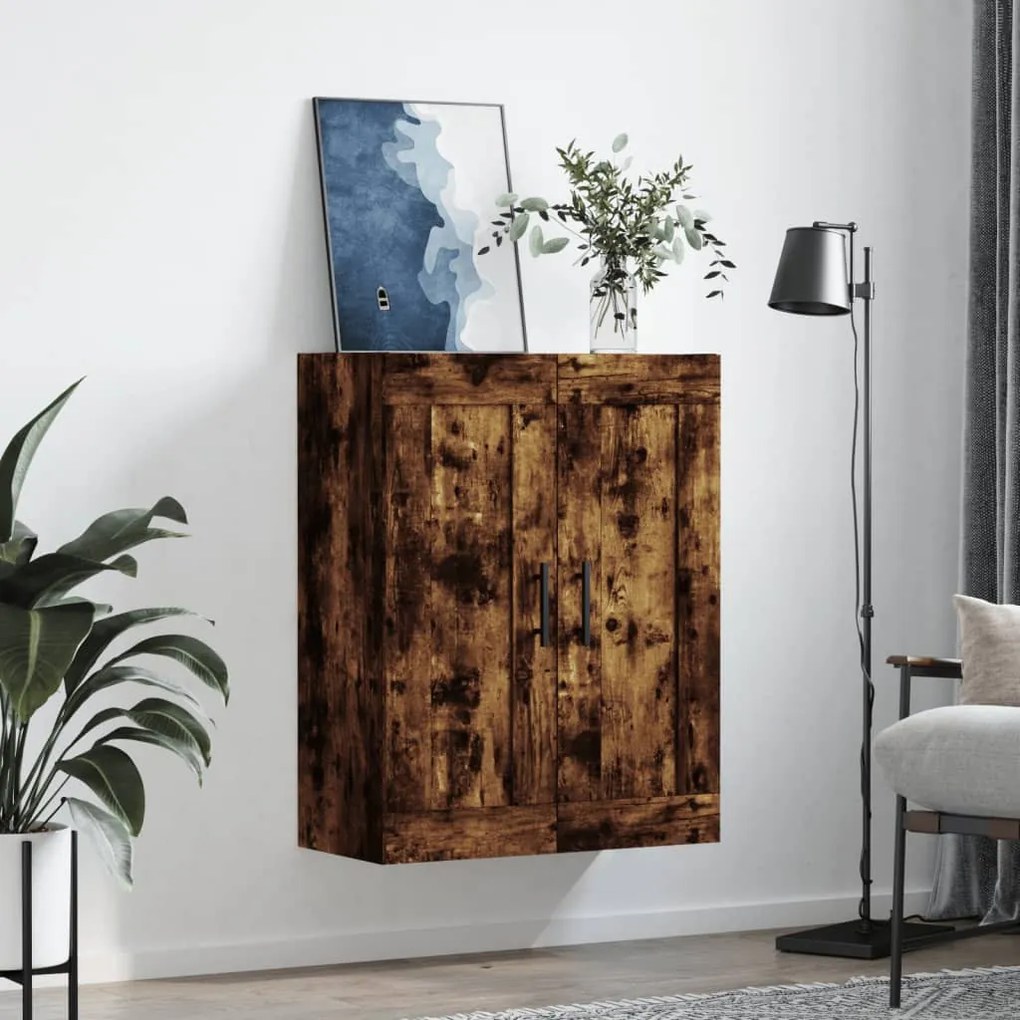füstös tölgy szerelt fa fali szekrény 69,5 x 34 x 90 cm