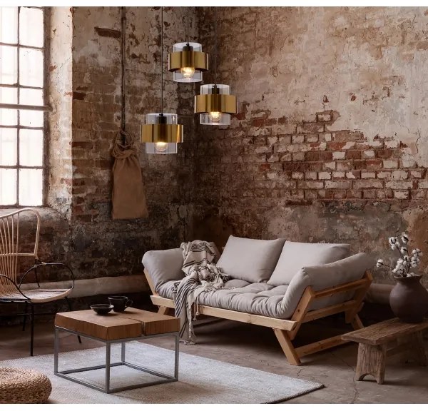 Csillár zsinóron SPIEGA 3xE27/60W/230V arany/fekete