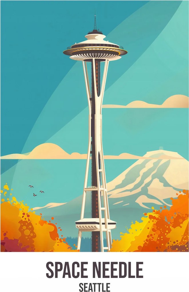 Poszter 29,7x42cm Space Needle