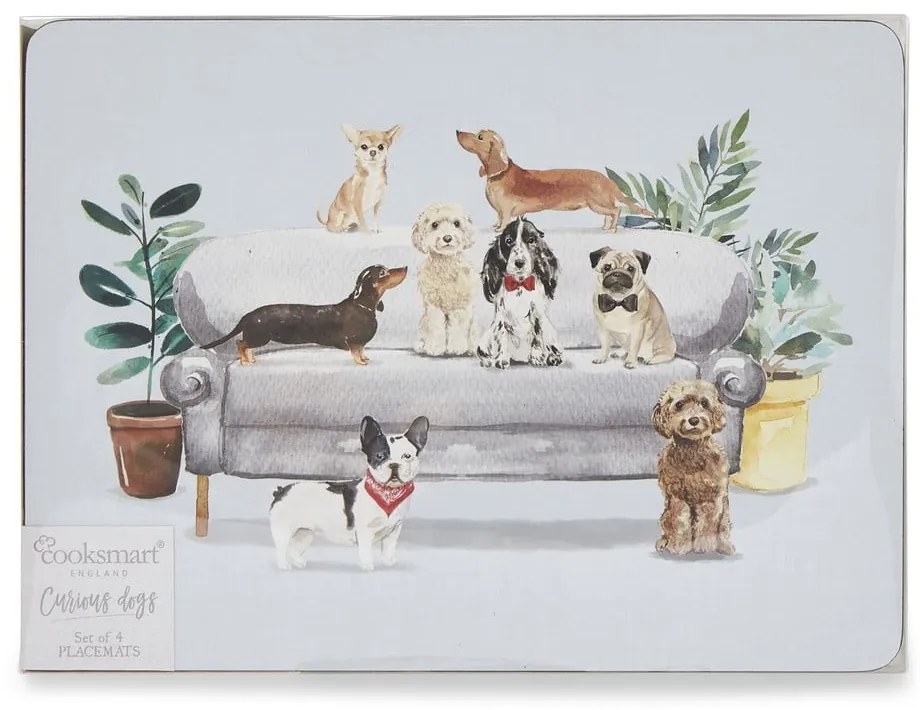 Tányéralátét és poháralátét szett 8 db-os Curious Dogs – Cooksmart ®