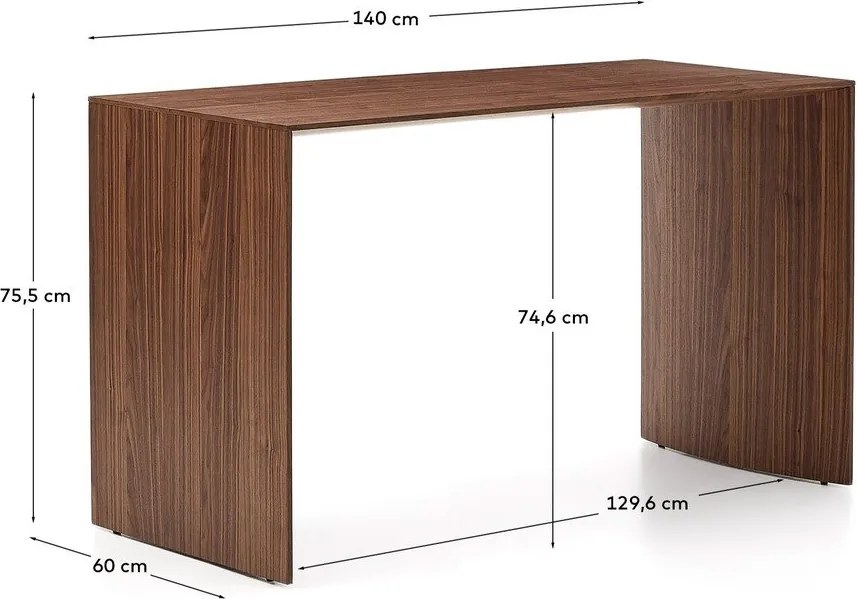 Íróasztal diófa dekorral 60x140 cm Litto – Kave Home