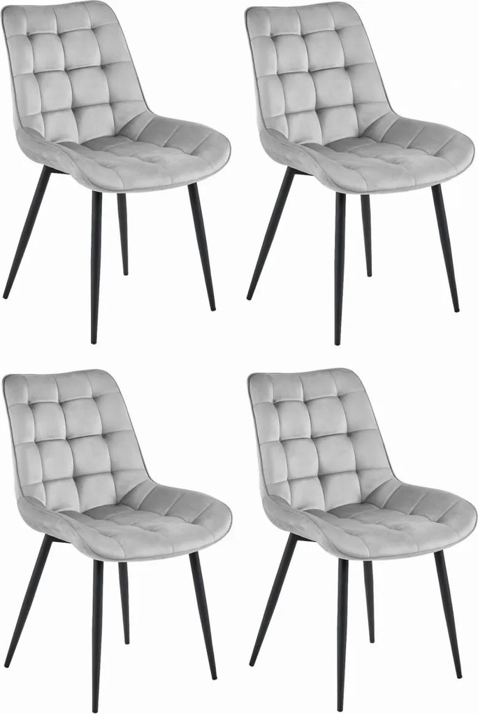 BERA világosszürke bársony szék fekete lábakkal