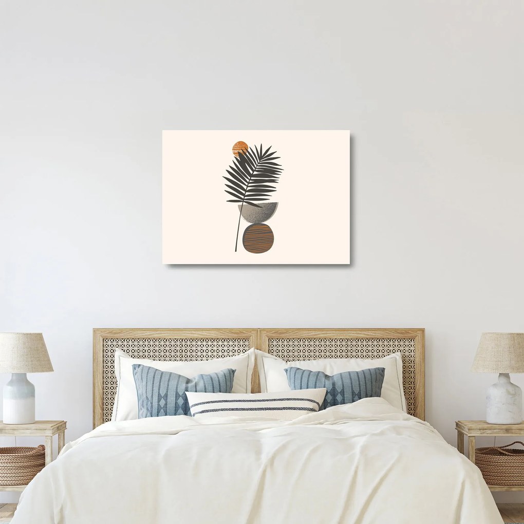 Üveg kép - Absztrakció pálmalevéllel (70x50 cm)
