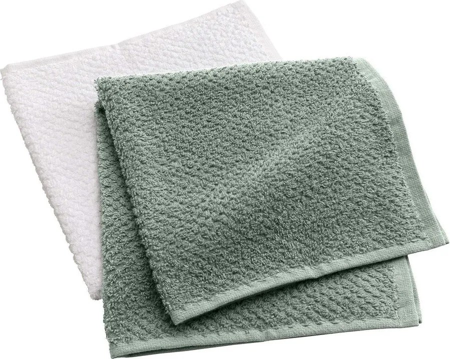 Fehér-zöld frottír pamut törölköző szett 2 db-os 50x50 cm Gourmet – douceur d'intérieur