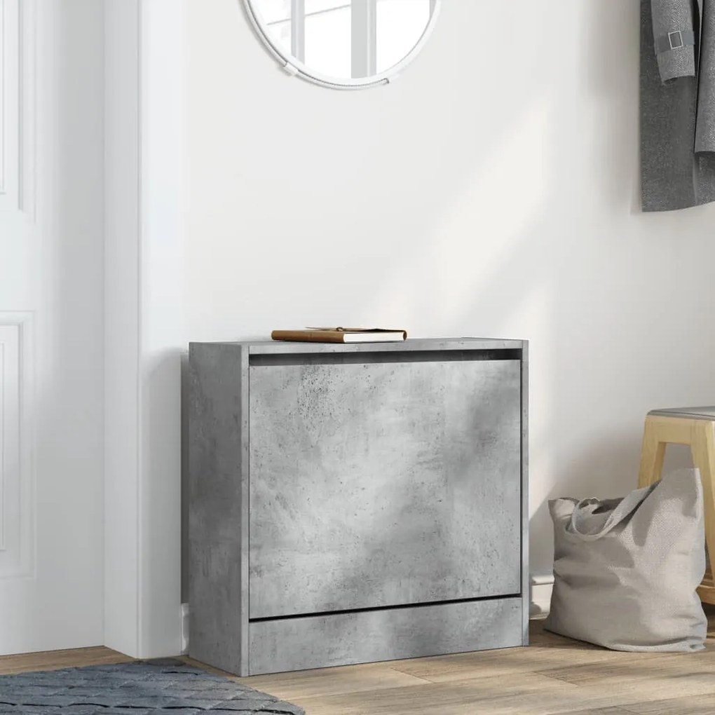 betonszürke szerelt fa cipőszekrény 60 x 21 x 57 cm