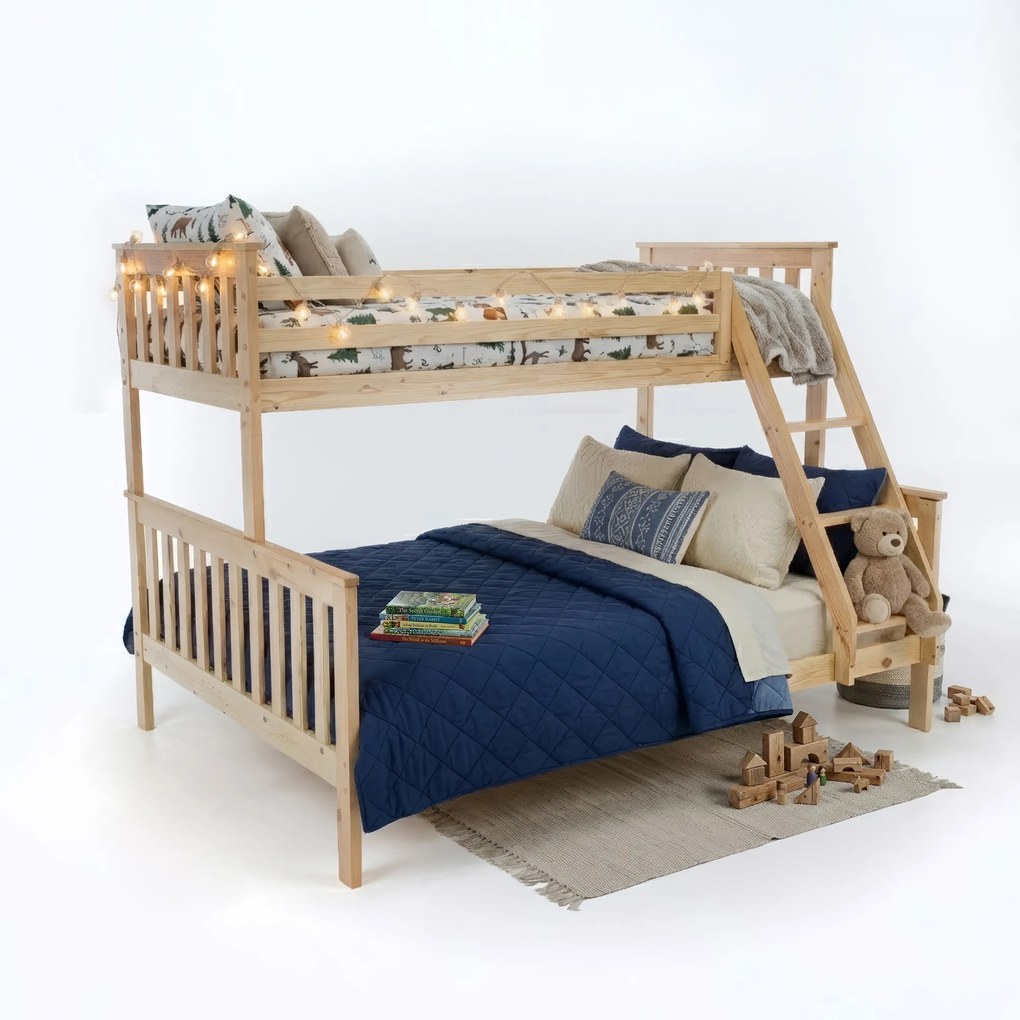 Kinyitható emeleteságy, természetes tűnyalábos fenyő, LUINI