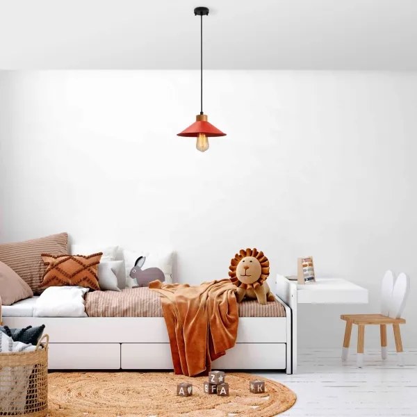 MANAVGAT kábellel függesztett csillár 1xE27/40W/230V piros/barna