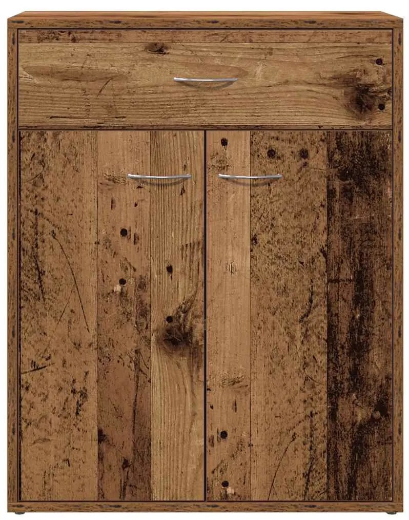 antik fa színű szerelt fa tálalószekrény 60x30x75 cm