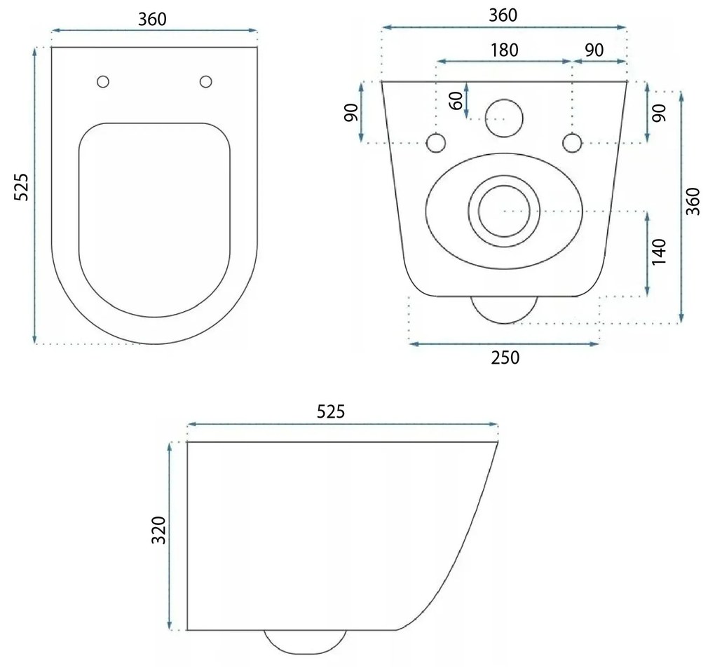 Rea Eddy, függő WC csésze Tornado Rimless 525x360x360 mm ülőkével, REA-C6560