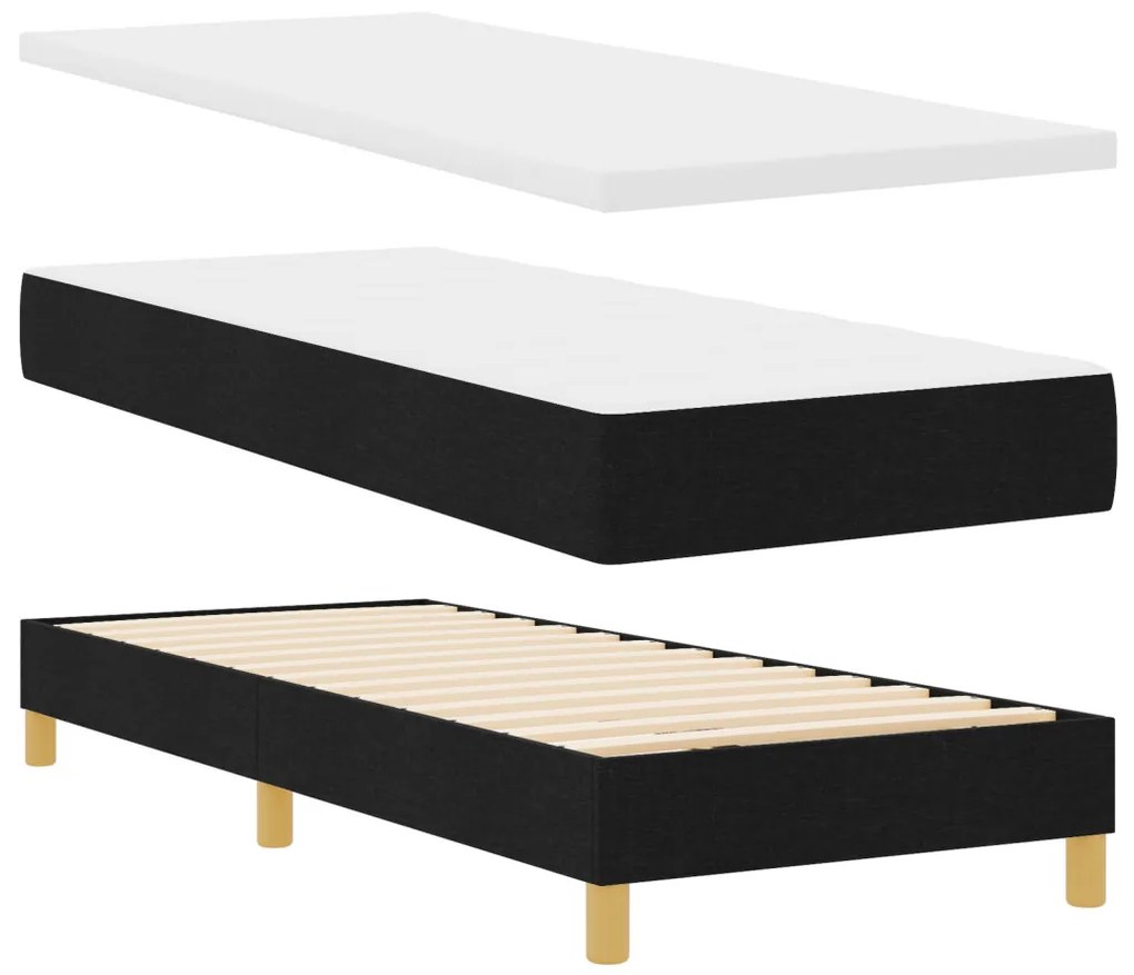 Boxspring Ágy Mattal Fekete 80x200 cm Textil