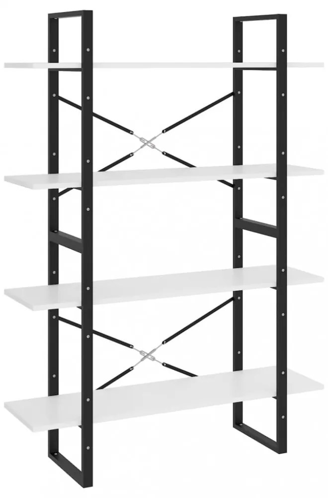 négyszintes fehér szerelt fa könyvszekrény 100 x 30 x 140 cm