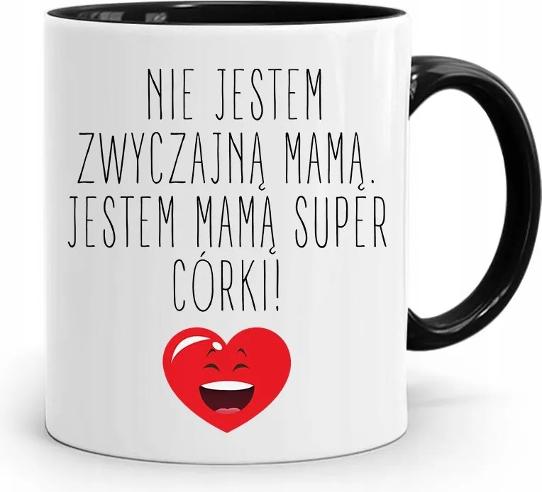 Fekete Bögre Ajándék Anyukáknak Szuper Lányoknak fényképes nyomattal