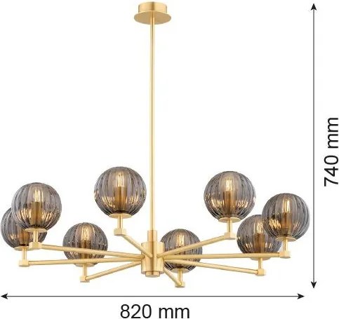 ARGON 5069 PALOMA Glamour Csillár Füstös, Csiszolt sárgaréz E14 IP20