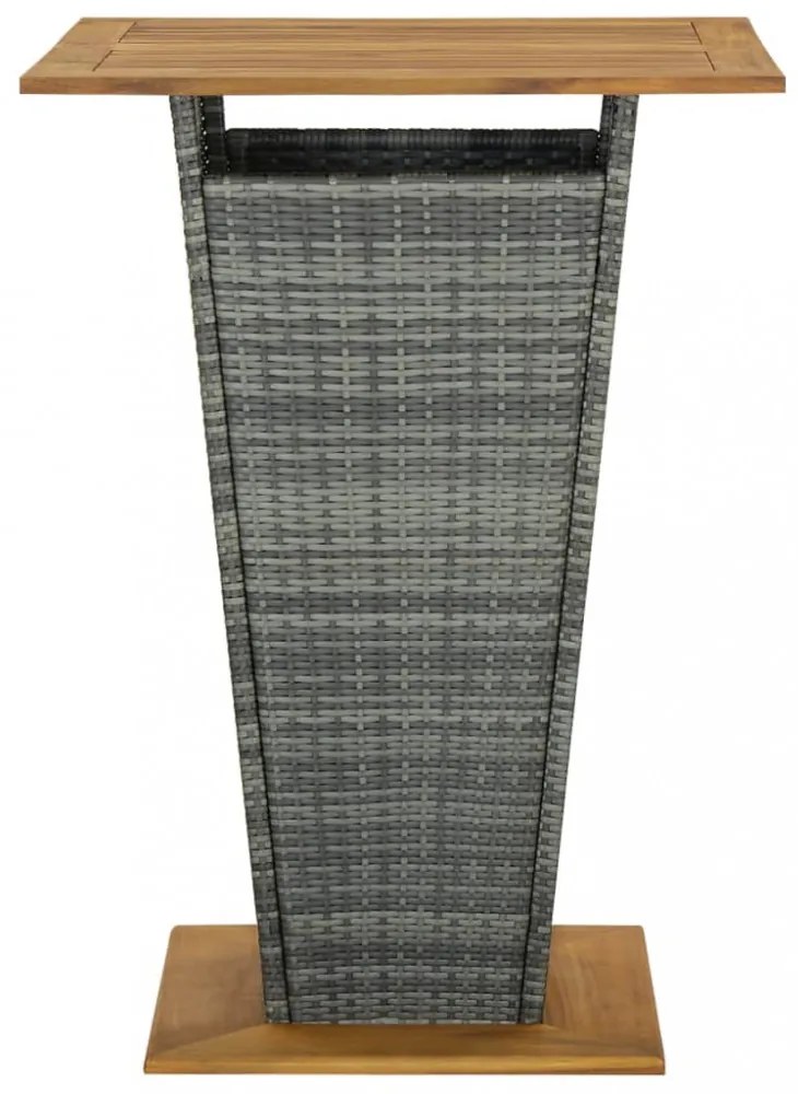 szürke polyrattan és tömör akácfa bárasztal 80 x 80 x 110 cm