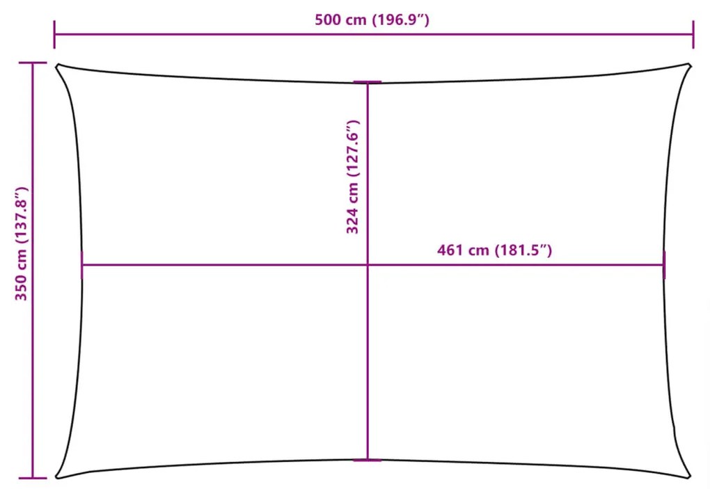 fehér téglalap alakú oxford-szövet napvitorla 3,5 x 5 m