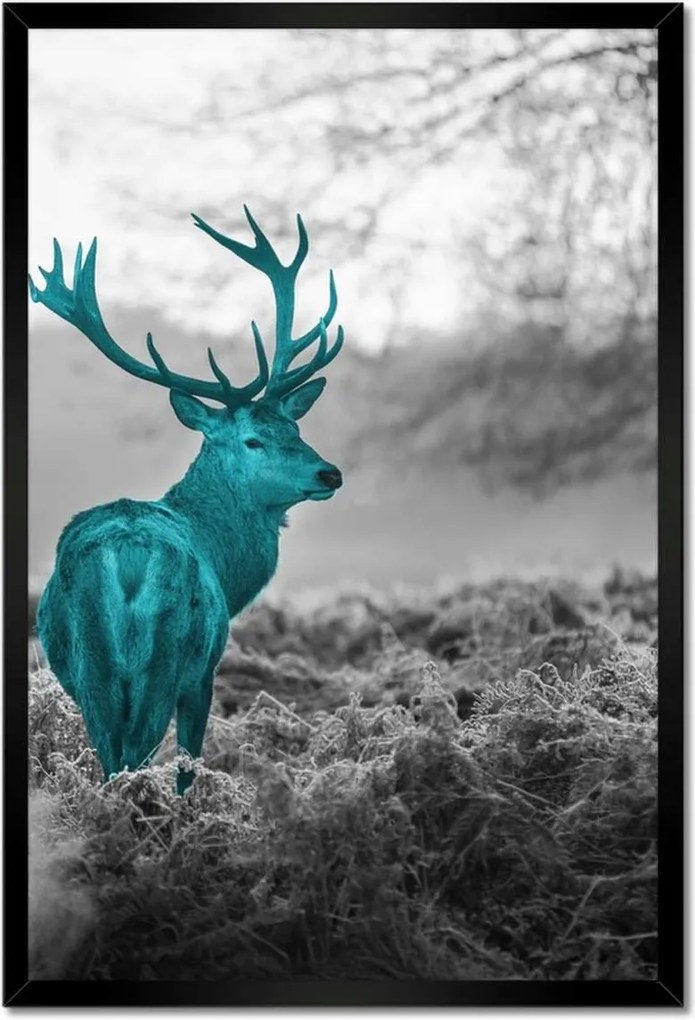 Poszter keretben 40x60 Türkiz szarvas agancsokkal