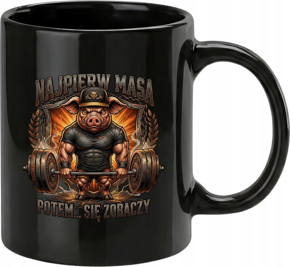 Bögre fekete vaddisznó testépítő Először a tömeg meglátja a pólót az edzőteremben