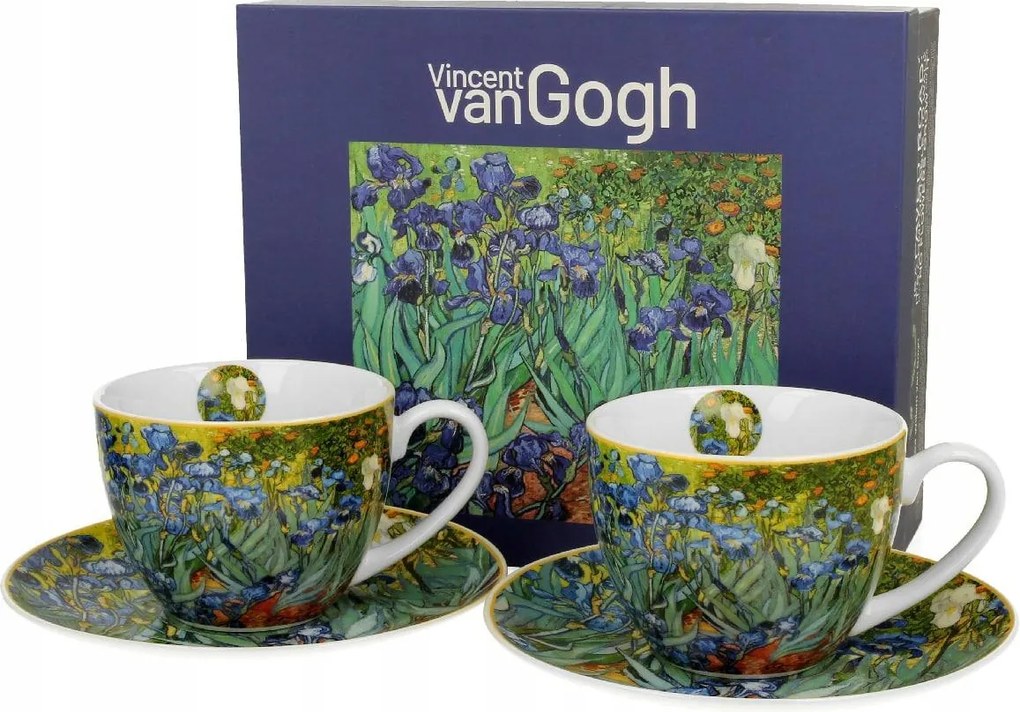 2 db-os csésze szett 250ml Van Gogh Irises porcelán Művészi ajándék
