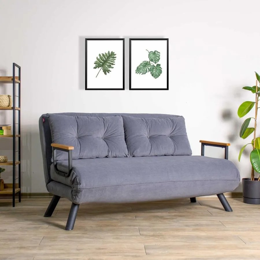 2 személyes kanapéágy Homoko 2-Seater - Szürke