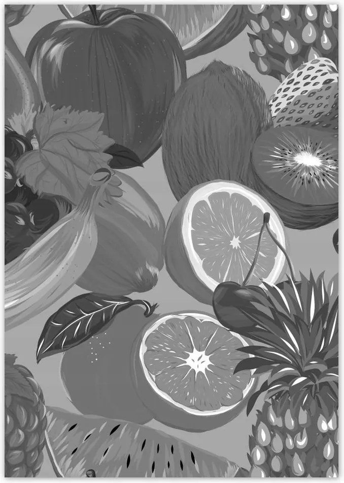 Poszterek A4 Pion Citrus szürke Gyümölcsök